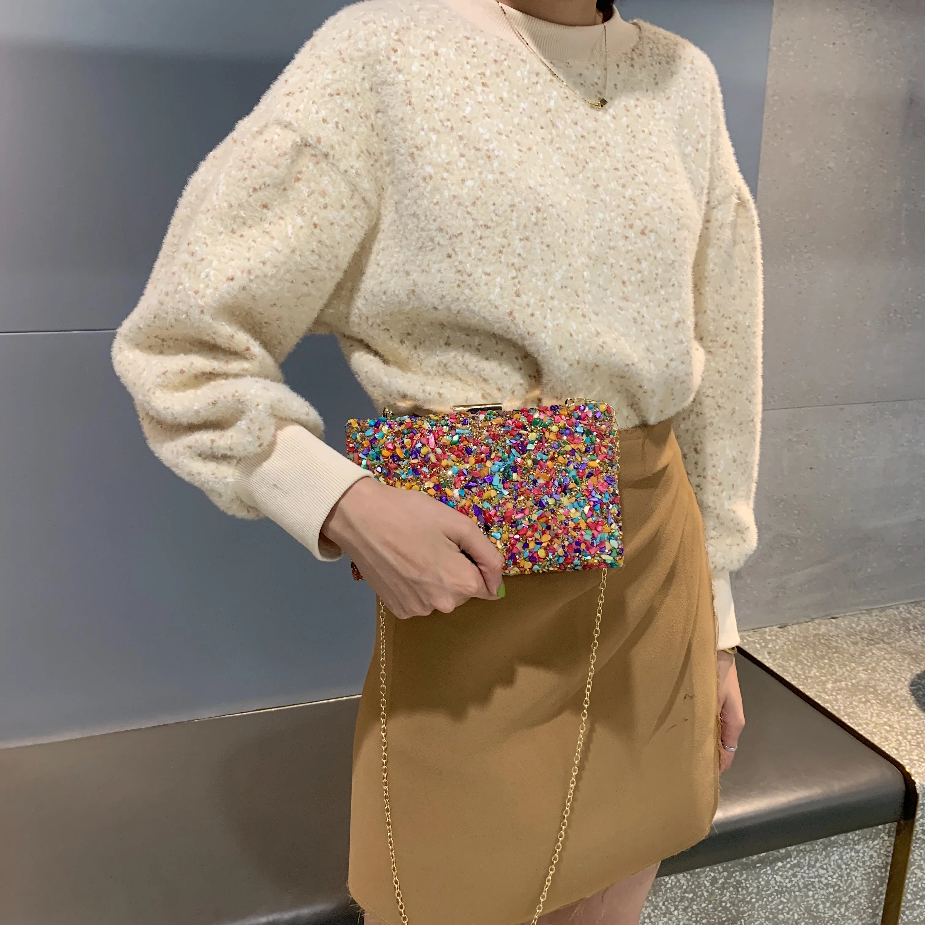 Женские Элегантные вечерние сумочки с фиолетовым камнем Дамская Банкетная