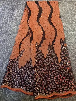 

5 yards Soft hand cut Elegant African french lace fabric Shiny wedding Nigeria Ghana celebration dress with sequins good choice