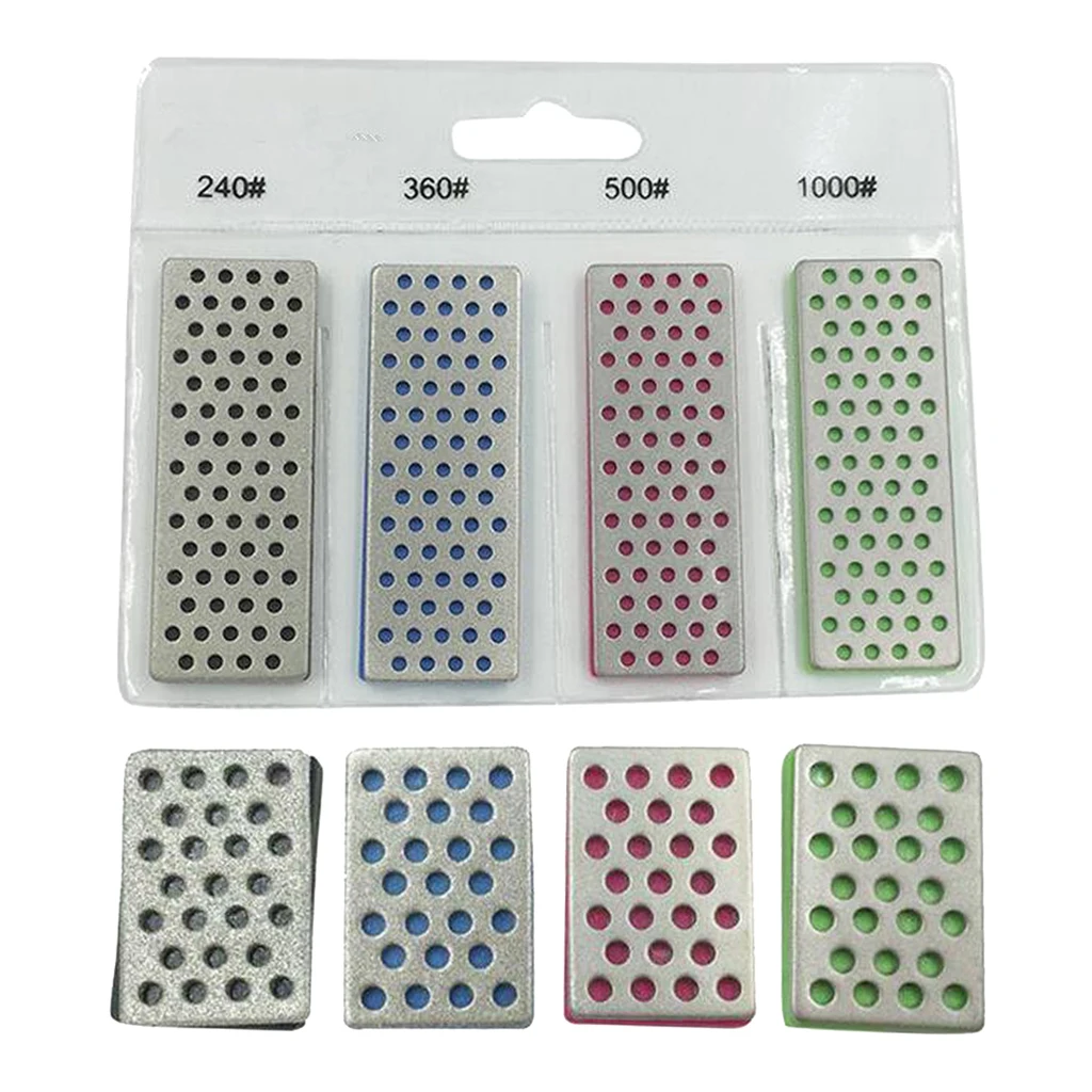

Portable Sharpener Stone Diamond Sharpening Stone for Cutters Scissor Snowboard Skiing Tools 240 360 500 1000 Grits, Set of 4