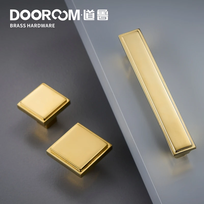 Латунные мебельные ручки Dooroom современные американские блестящие золотые PVD для