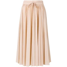 Женская плиссированная юбка с высокой талией, однотонная Повседневная Милая женская юбка средней длины на шнуровке