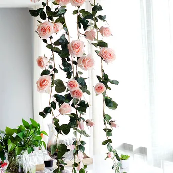 

1.8m Artificial Rose Vines Fake Silk Flowers Garlands Hanging Rose Wedding Backdrop Home Office Arch Decoration