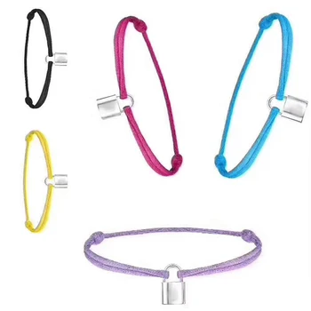 

High Quality 11 Kinds of Color Adjustable Rope Bracelet Charm Stainless Steel Lock Bracelet Bracelets for Men Women