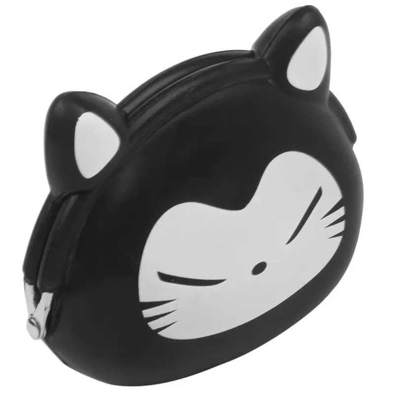 Женский кошелек для девочек Kawaii милые Мультяшные животные силиконовый Желейный Кошелек для монет детский подарок Черная лиса