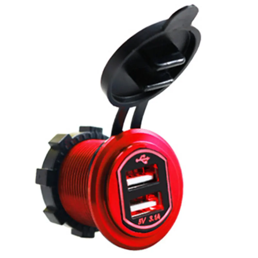 Red Car USB Charger Car Adapter Pratical Car Charger Universal Power Port 36.8*48.7*28.8mm 12-24V Swivel - Название цвета: Red