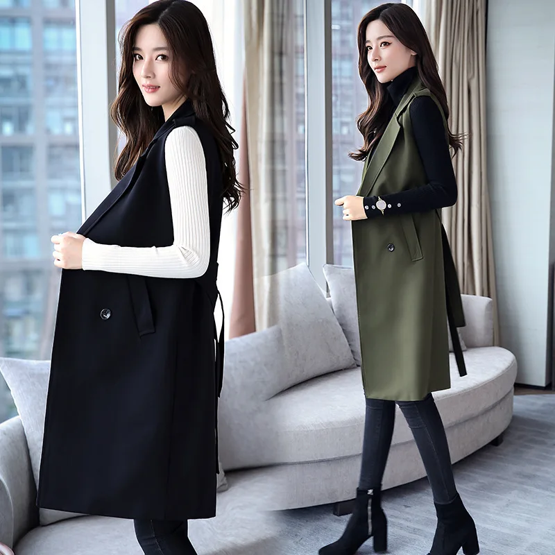 

WOMEN'S Suit Waistcoat Coat Women's Spring And Autumn Mid-length Korean-style 2018 New Style Elegant Ladies' Sleeveless Vest Fas