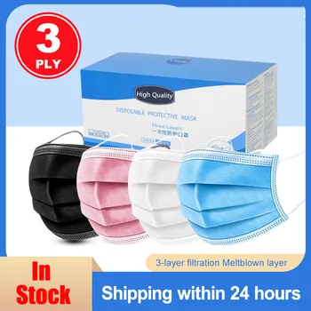 

Medical Mask Disposable Surgical Masks Non woven 3 Ply filter Breathable Adult Face Mask Anti Pollution White Blue Black Mask
