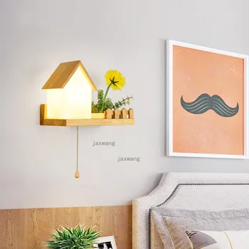 

Modern LED Warm Sconces Nordic Bedroom Wood LED Wall Lamps Beside Wall Lamp Creative Wall Light Sconces Light Fixtures