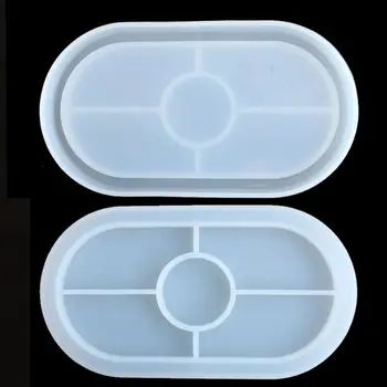 

High Mirror Elliptical Storage Plate Mold Crystal Epoxy Molds DIY Coaster Making