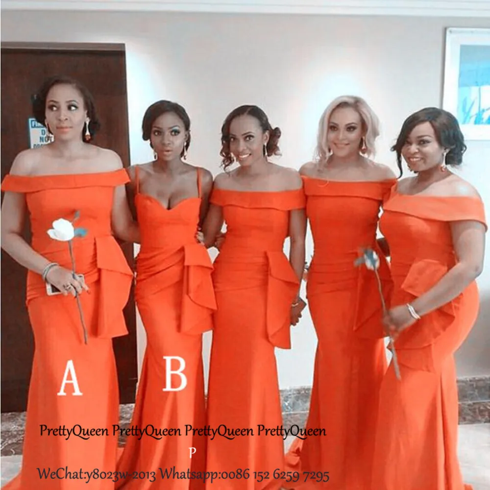 Оранжевое платье подружки невесты в стиле русалки с оборками на талии с вырезом лодочкой свадебное платье для гостей для женщин Vestido Madrinha