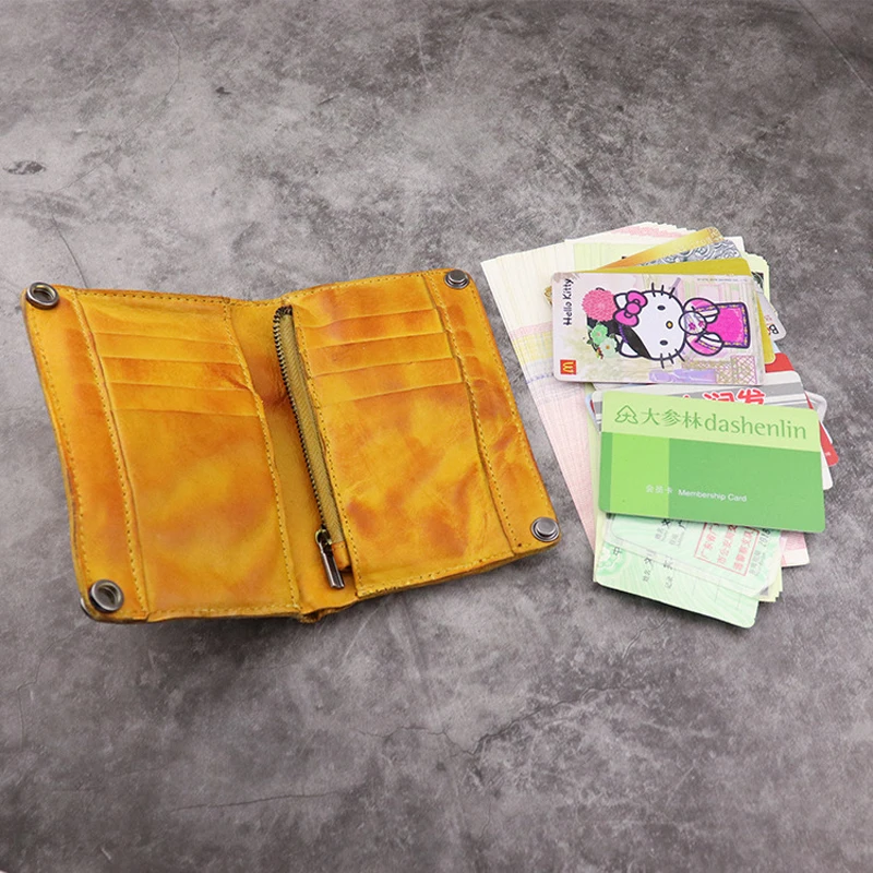 Portafoglio antirughe in pelle originale marca 100% portafogli da uomo verticali in pelle di mucca Vintage fermasoldi borsa corta da uomo di lusso - immagine 6