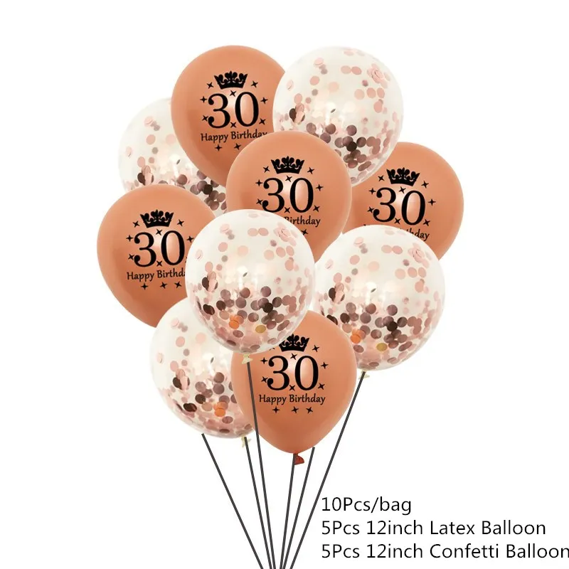 Chicinlife Rosegold 30th День рождения украшение сердце воздушный шар "Конфетти" попкорн коробка для взрослых 30 лет на день рождения поставки - Цвет: 10Pcs
