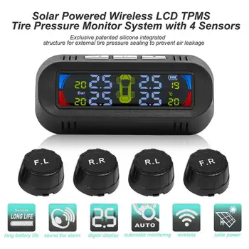 

Durable Tire Pressure Monitor Multi-function AN-10C Solar Car TPMS Tire Pressure Monitoring Temp Alarm System with 4 Sensors