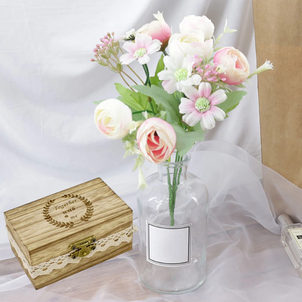 

Original Wooden Ring Box Rustic Engagement Wedding Rings Bearer Boxes Holder For Jewelry Makeup Organization Storage Holder Case