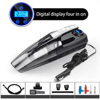 

Hot 12V 120W 4000mPA Car Portable Wet/Dry Auto Vacuum Cleaner with Smart Digital Tire Inflator Pump Pressure Gauge LED Light