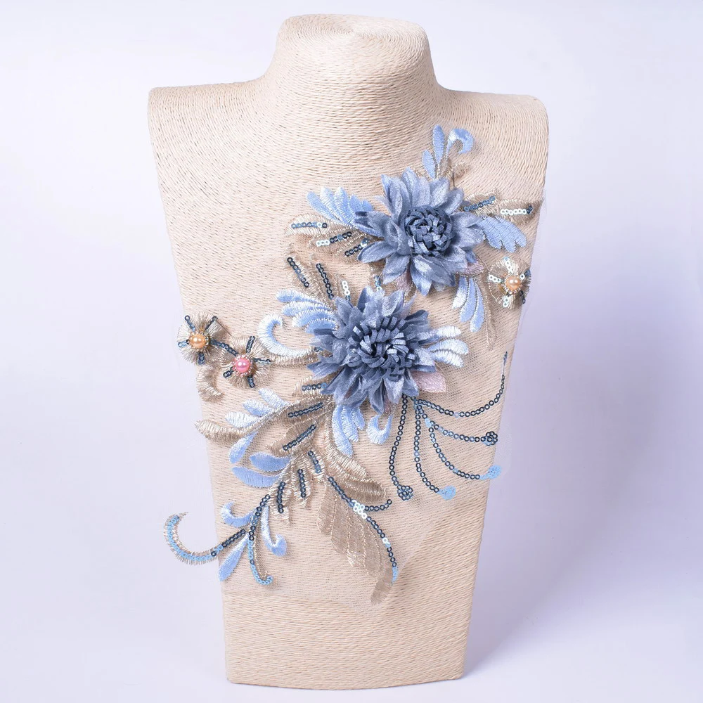 Embroidery Flower Patch Applique For Evening Dress Diy ClothingCostumes Decoration Sew On Accessories Patches Scrapbooking