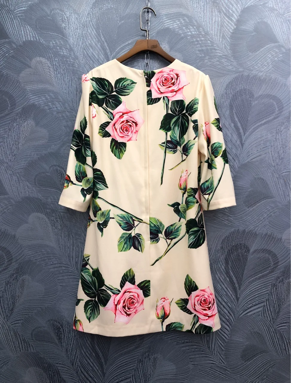 Spring summer runways floral print half sleeve sweet dress Fashion women's elegant dress B229