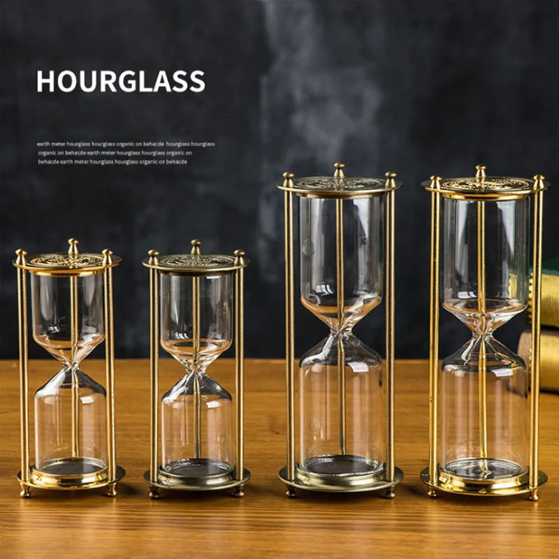 

15 30 Minutes Hourglass Metal glass Sand Clock Home Kitchen Sand Timer Portable Sand Hourglass Study Office Desk Decor Gift