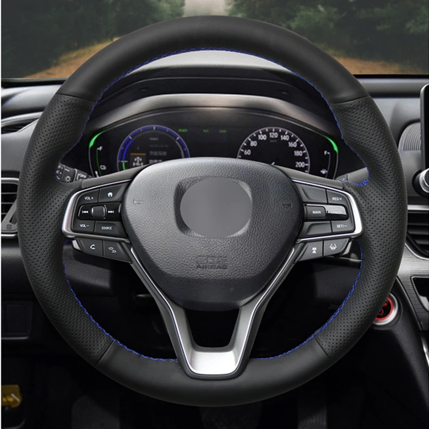 Черная искусственная кожа DIY Ручная сшитая крышка рулевого колеса автомобиля для Honda Accord 10 Insight