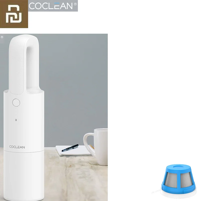White add 1Filter XIAOMI Mijia Cleanfly Coclean портативный автомобильный ручной пылесос для домашнего мини пылесборника с сильным всасыванием - Цвет: White add 1Filter