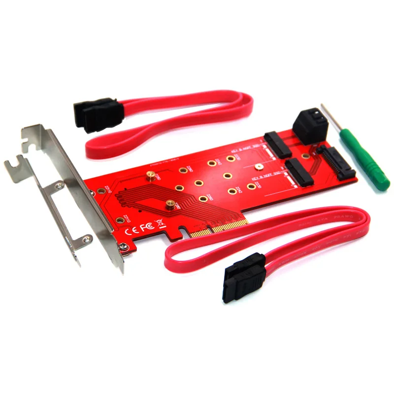 PCIE к M2 адаптер PCIE X4 к 1 порту M ключ NVMe M.2+ 2 порта B Ключ NGFF M.2 Riser Card SATA 15Pin питание 2 SATA подключения материнской платы