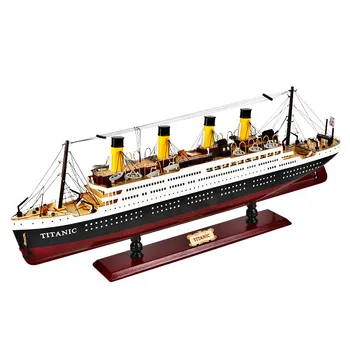 

35-100CM Wooden Titanic Cruise Ship Model with LED Lights Decoration Wood Sailing Boat Craft Creative Home Living Room Decor