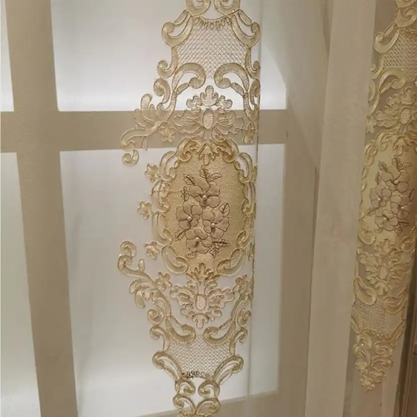 Luxus Europaische Gestickte Perle Tull Fur Wohnzimmer Edle Fenster Schlafzimmer Vorhange Sheer Voile Volant Stoff Weiss Panel 034 4 Vorhange Aliexpress