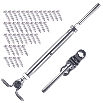 

LBER 316-Stainless Steel Adjustable Angle Cable Railing Hardware Kit For 1 / 8 Inch Wire Rope For Wood Post 10 Packs