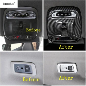 

Lapetus Accessories Fit For VOLVO XC60 2018 2019 2020 ABS Roof Reading Dome Courtesy Lights Lamp Molding Cover Kit Carbon Fiber