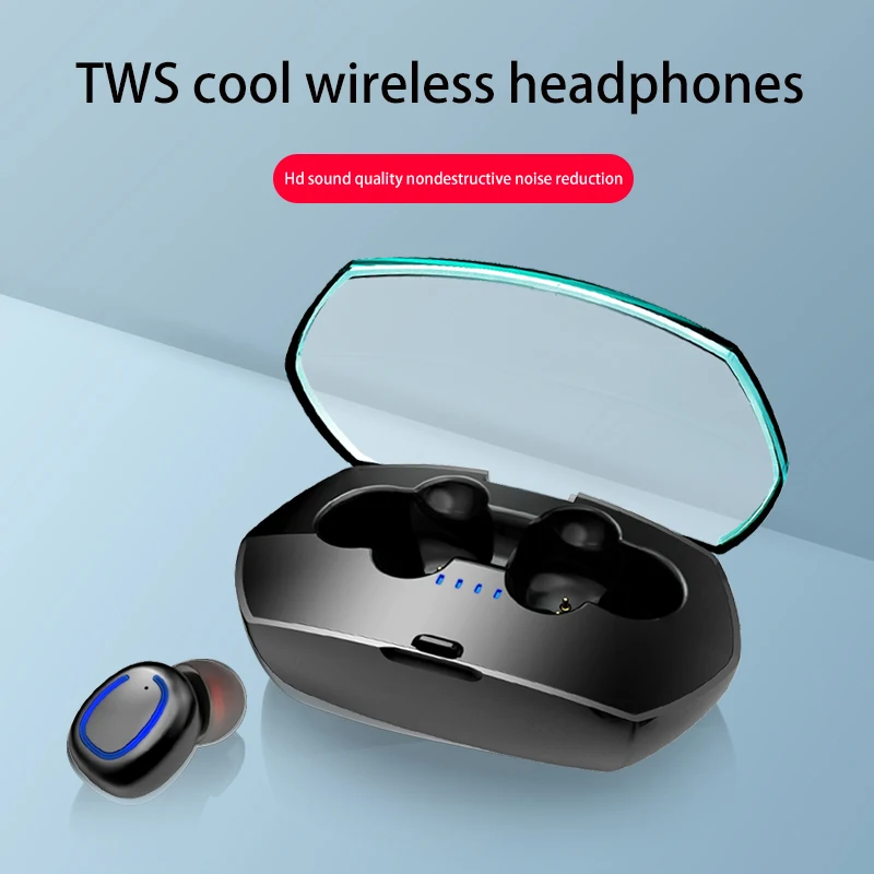 

TWS Wireless Earphone Bluetooth 5.0 Earphone Waterproof CVC 8.0 Noise Reduction Charging Cabin 6D surround stereo sound effect
