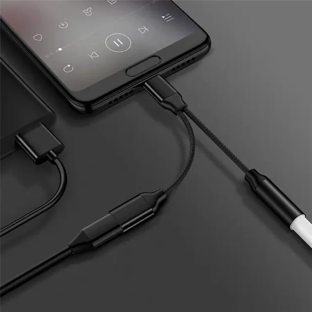 Type C to 3.5mm Charge Audio Adapter 2 In 1 USB C Splitter Headphone AUX Audio Cable for Xiaomi 6 8 Mix 2s Huawei Mate10 P20 pro All Cables Types Charging Cables Gadget cb5feb1b7314637725a2e7: As the picture shows|Black|Red
