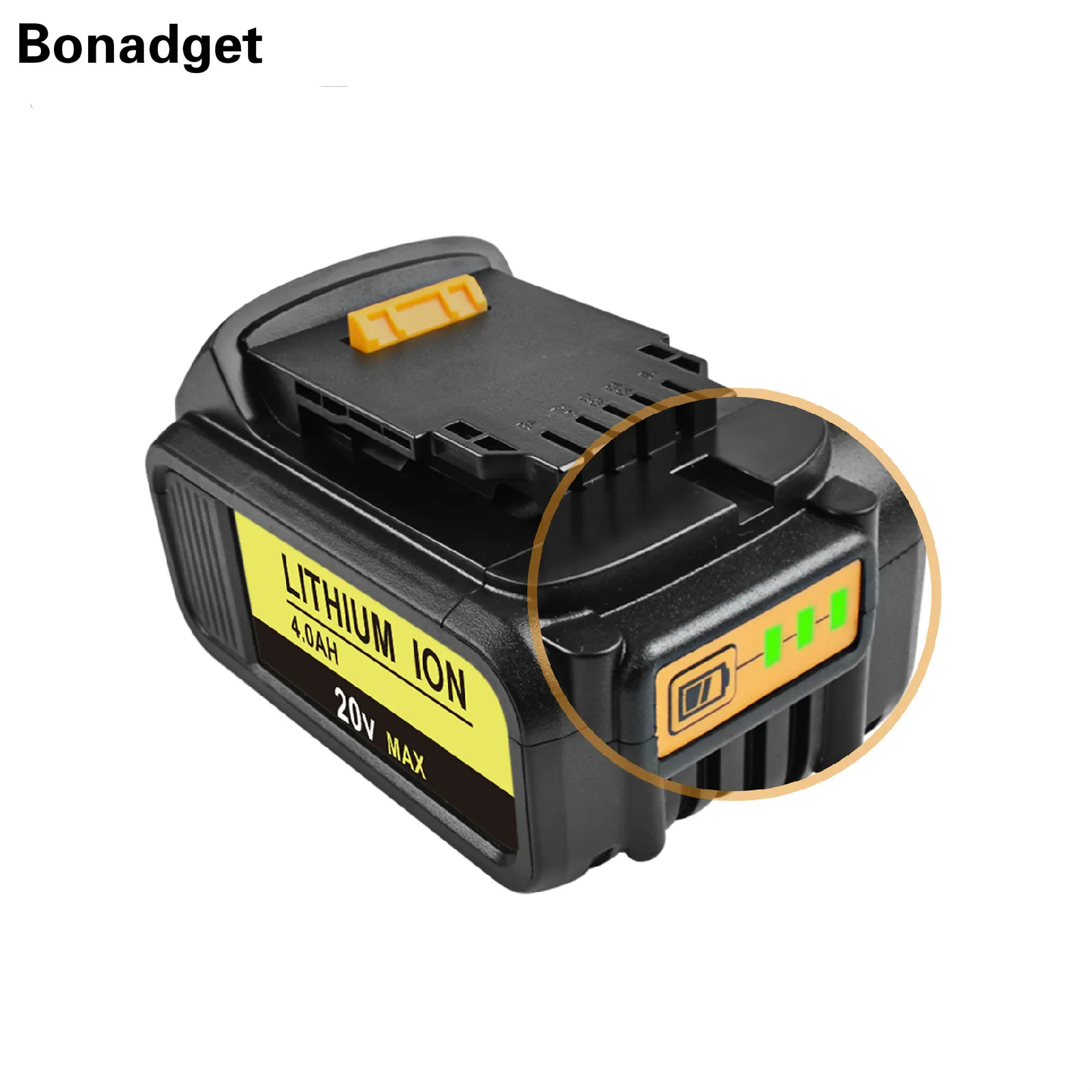 

Bonadget For DeWalt 20V 4.0Ah DCB200 Rechargeable Replacement DCB181 DCB182 DCB204 DCB101 DCD996 DCF885 Power Tools Battery