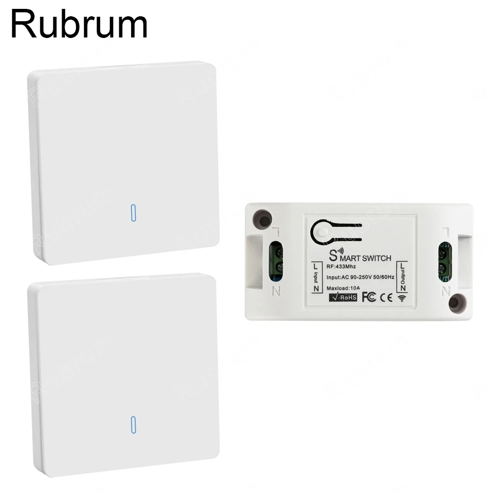 

Rubrum 433Mhz Wireless RF Remote Control Switch AC 110V 220V Lamp Light LED Bulb Wireless Switches Corridor Room Home Wall Panel