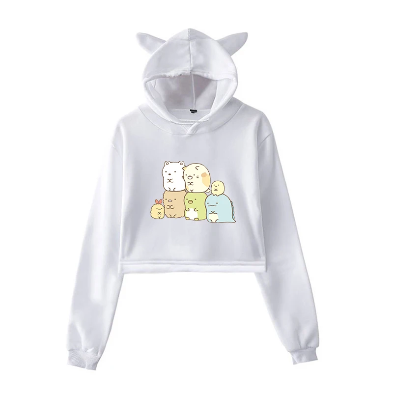 902-6 Harajuku/Женская толстовка; укороченный топ; толстовки; Kawaii Sumikko; розовые толстовки для девочек-подростков; Осенняя уличная одежда - Цвет: 902-6