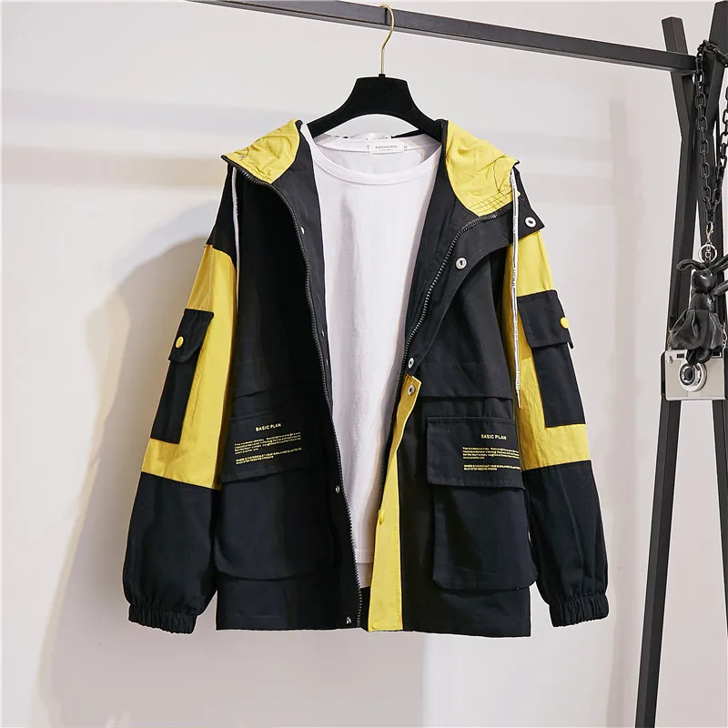Куртка женская осенняя новая Корейская ins Harajuku уличная BF товары винтажная модная свободная с капюшоном с длинными рукавами Повседневная Женская куртка