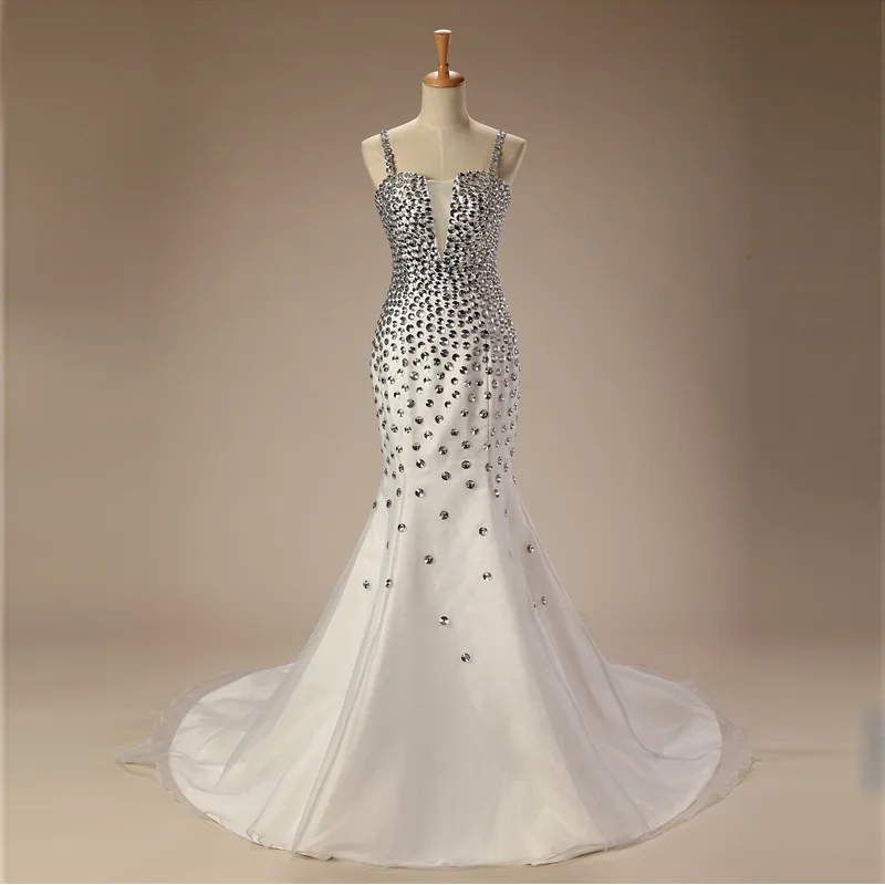 Wit Crystal Mermaid Avondjurken 2019 Steentjes Pageant Jurken Lange Celebrity Jurk Sexy Vestido Festa Formatura Wit Crystal Mermaid Avondjurken 2019 Steentjes Pageant Jurken Lange Celebrity Jurk Sexy Vestido Festa Formatura