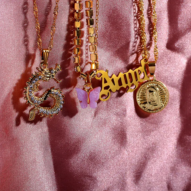 Multilayer Crystal Dragon Butterfly Necklace Women Gold Color Coin 6 H54f00c935cf5483f8cc29727be406ad3A