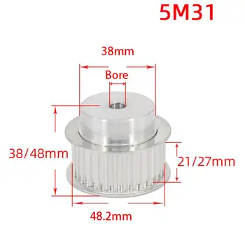 

1Pcs BF Type 31-50 Teeth 5M Timing Belt Pulley Slot Width 21mm/27mm Pitch 5mm For 20mm/25mm Belt CNC/Step Motor