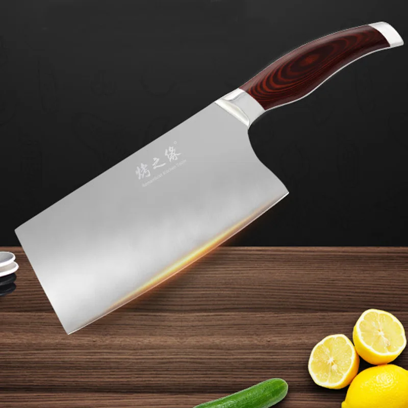 

Free Shipping High Quality Sharp Chef Knife Full Stainless Steel Cutting Meat Fruit Vegetable Knives Cooking Knives Cleaver