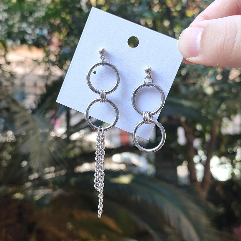 Dangle Earrings Drop Earrings Long Earrings Crystal Tassel Earrings Geometric Earrings New Pop Simple Metal Style Long Chain Tassels Drop Earrings for Women Geometric Asymmetry