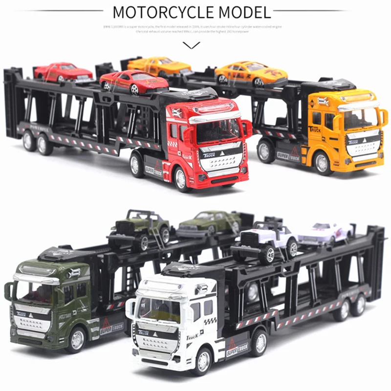 

1:48 Scale Truck With 2PCS Mini Metal Alloy Diecast Car Model Toys Vehicles Carrier Truck Car Toys Christmas Gift Collection