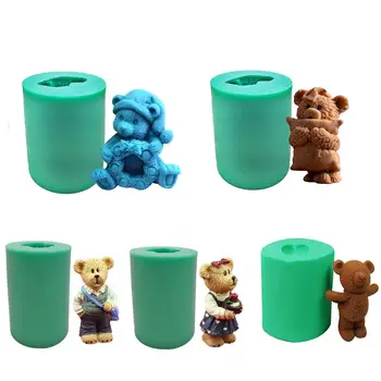 

Cute Christmas Bear Silicone Soap Mold Fondant Cake Decorating Tools Santa Claus Deer Cake Chocolate Mold Candle Moulds