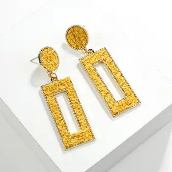 

AENSOA Ethnic Flocking Geometric Geometric Pendant Earrings For Women Vintage Fabric Velvet Hanging Drop Earrings Jewelry Gift