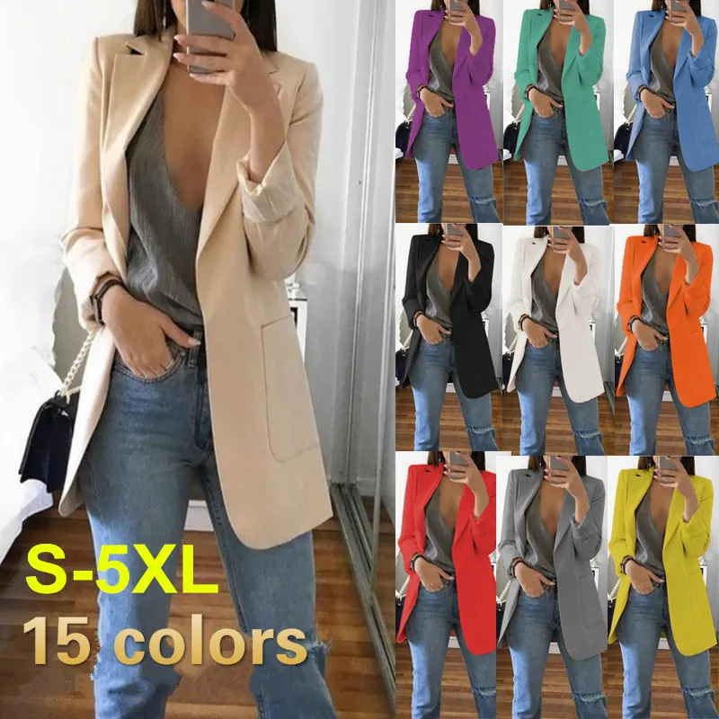 

Autumn and winter ladies suit fashion lapel Slim cardigan temperament suit ladies jacket 15 color complete size s-5xl free shipp