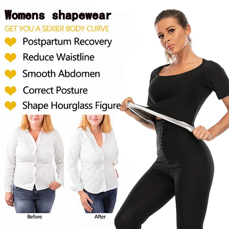 leonisa shapewear Women Sauna Shaper Tops Long Sleeve Thermo Sweat Shapewear Slimming Zipper Waist Trainer Corset Gym Fitness Hot Workout Shirt backless shapewear