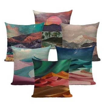 

Color Desert Linen Throw Pillowcase Cushion Cover 45*45 40*40 Farmhouse Decor Sofa Bed Pillow Cover Decorative Case
