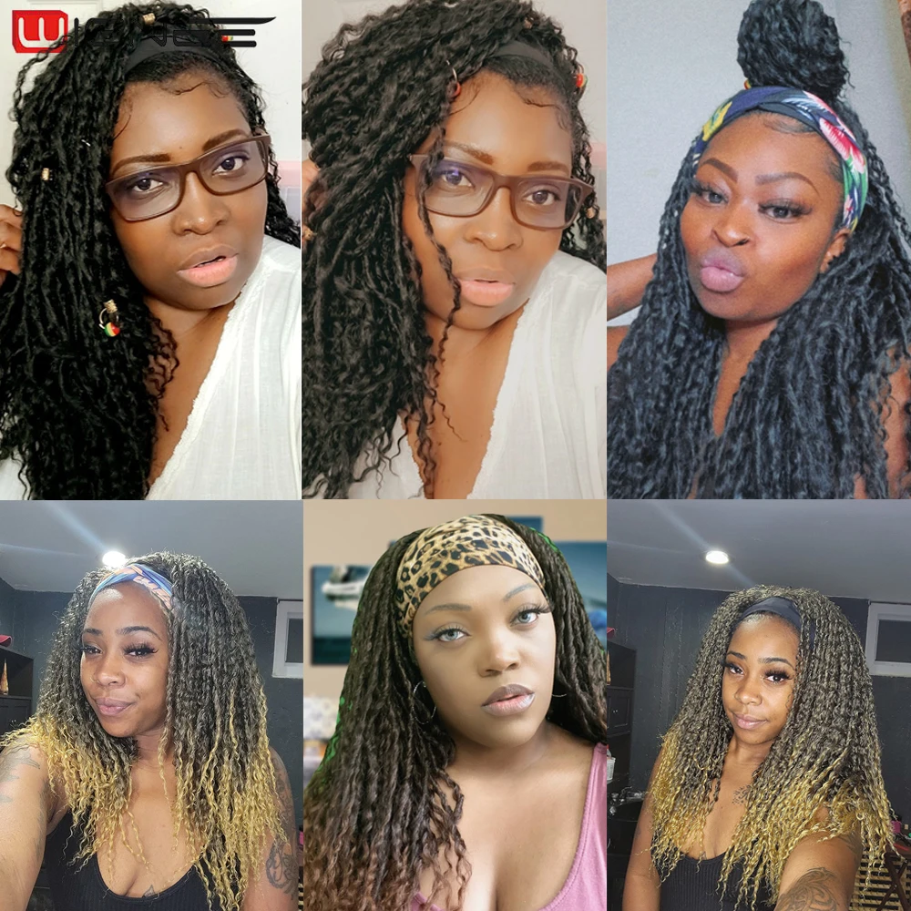 Synthetic Hair Wigs Wignee Dreadlocks Braided Wigs Curly Headband Wig Synthetic Cheap Long Wigs for Black Women Twist Hair Natural Black/Ombre Wig