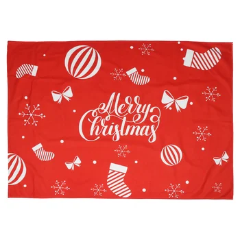 

1 Pc Christmas Cotton Linen Tablecloth Waterproof Oil-proof Table Mat (Red)