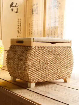 

Nordic Rattan Storage Stool Can Be Stored For Shoes, Stool, Finishing Box, Rattan Sofa Stool, Makeup Stool, Can Be Seated