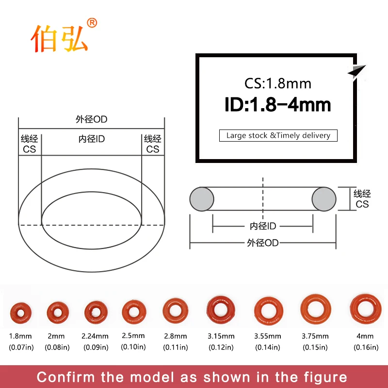 Silicon O-Ring 10PCS/lot 1.8mm Thickness ID1.8/2/2.24/2.5/2.8/3.15/3.55/3.75/4mm Seal Rubber Gasket Ring Washer